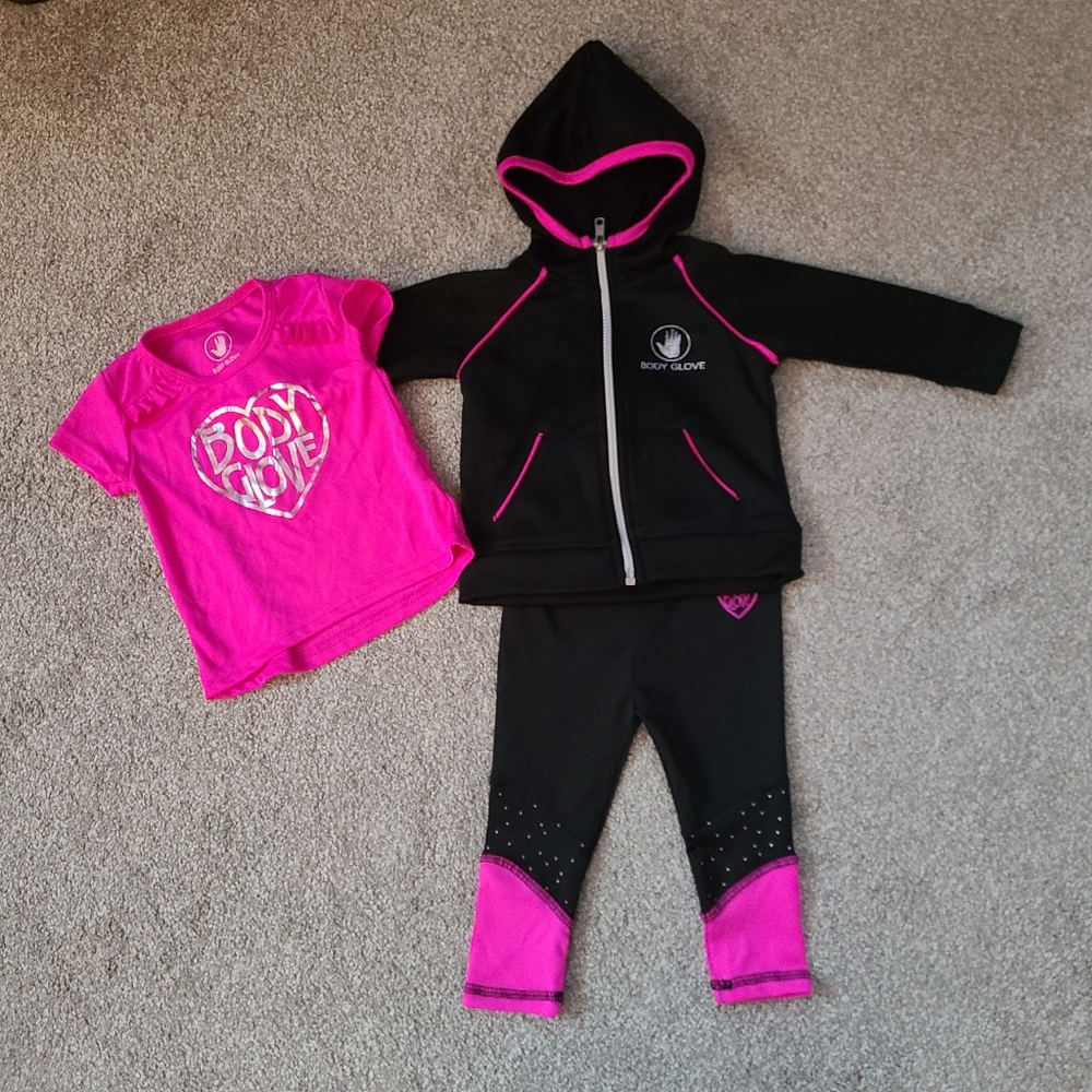 Body Glove 3-6 Month Hooded Sweater Tshirt Top Pants Leggings 3 Piece Set